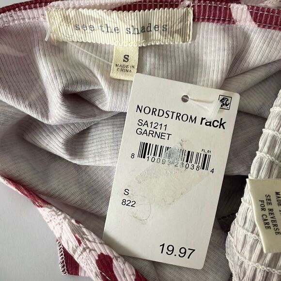 See The Shades Smocked Waist Tie Front Flutter Sleeve Top S NEW - Picture 6 of 7